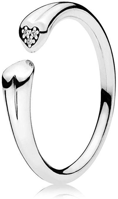 Pandora Ladies Polished Sparkling Hearts Open Ring Size 52 196572CZ 52