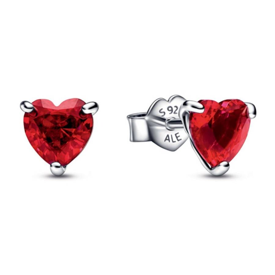 Pandora Ladies Red Heart Stud Earrings