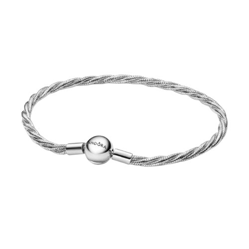 Pandora Ladies Round Pandora Clasp Twisted Snake Chain Bracelet