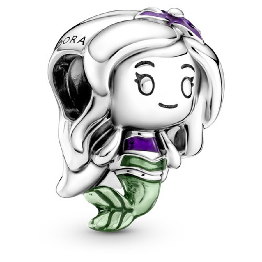 Pandora Ladies Sterling Silver Disney The Little Mermaid Ariel Charm In Green/silver Tone