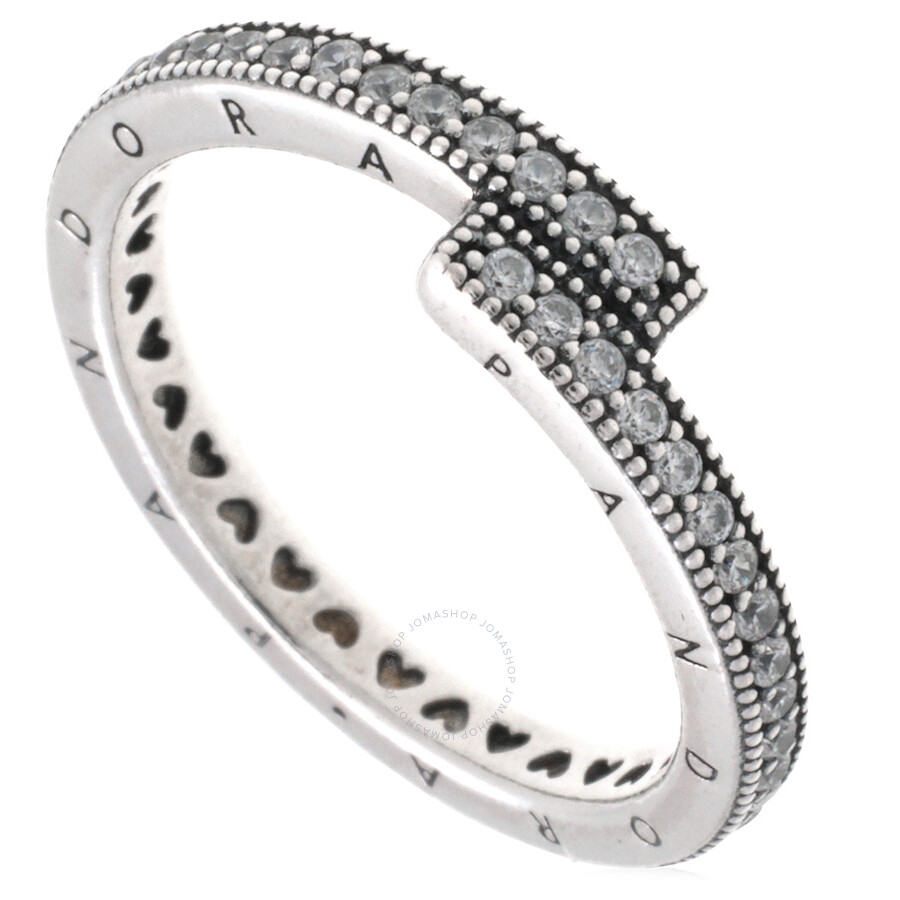 Pandora Ladies Sterling Silver Sparkling Overlapping Ring In Silver Tone