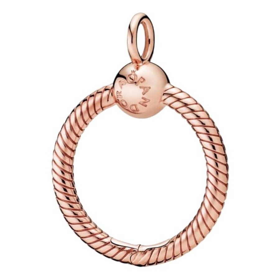 Pandora Moments 14k Rose Gold-plated Small O Pendant In Pink/rose Gold Tone/gold Tone