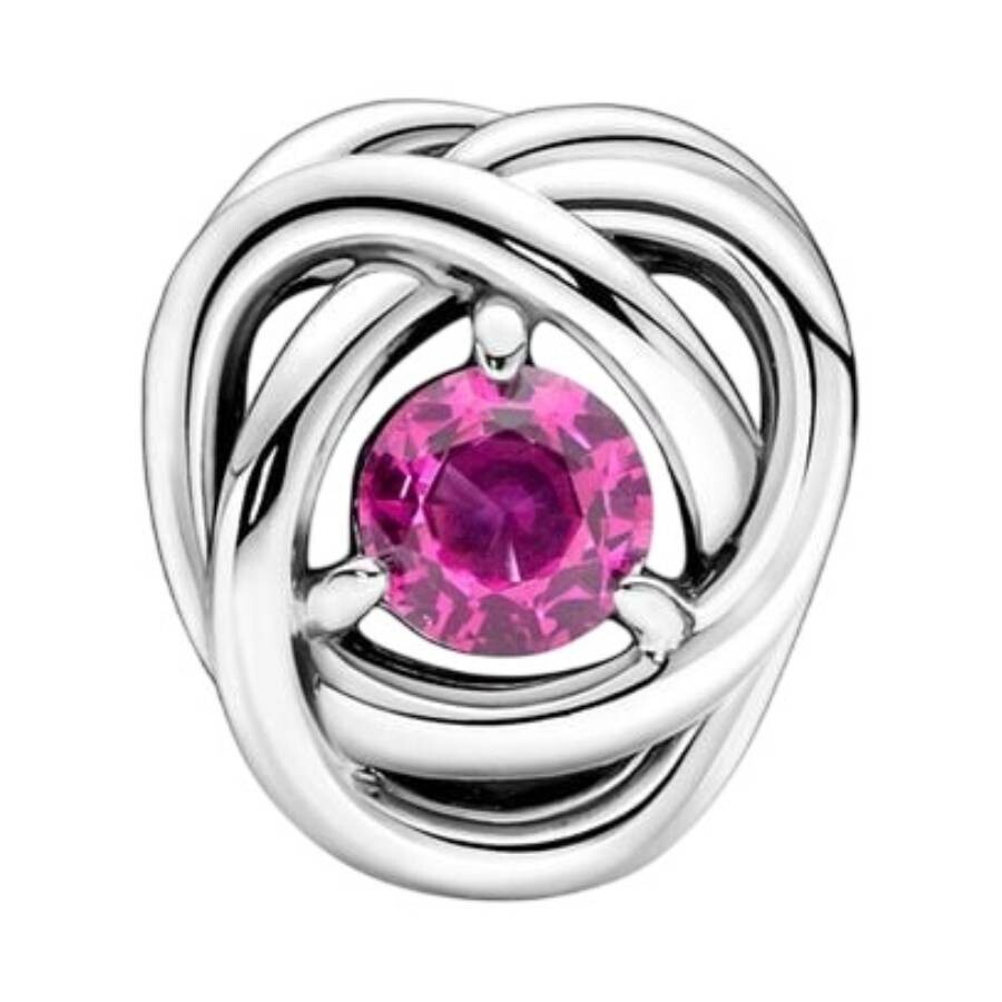 Pandora Moments October Pink Eternity Circle Charm In Silver Tone