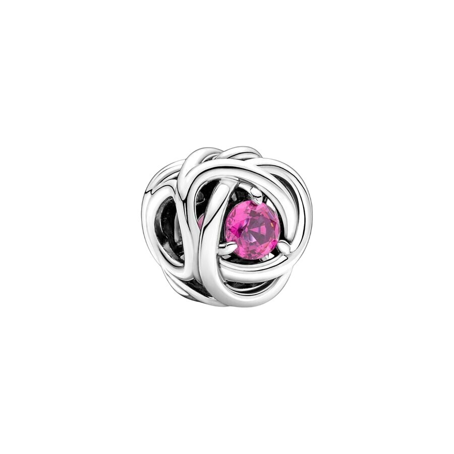 Pandora Moments October Pink Eternity Circle Charm In Silver Tone