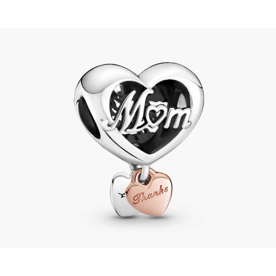 Pandora Mum And Heart Sterling Silver And Rose Charm