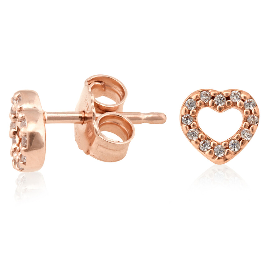 Pandora Open Heart Stud Earrings In 14k Rose Gold-plated In Pink/rose Gold Tone/gold Tone