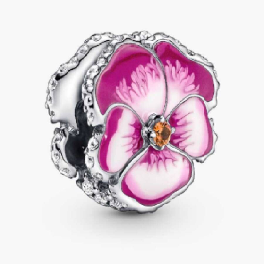 Pandora Pansy Sterling Silver Charm In Multi
