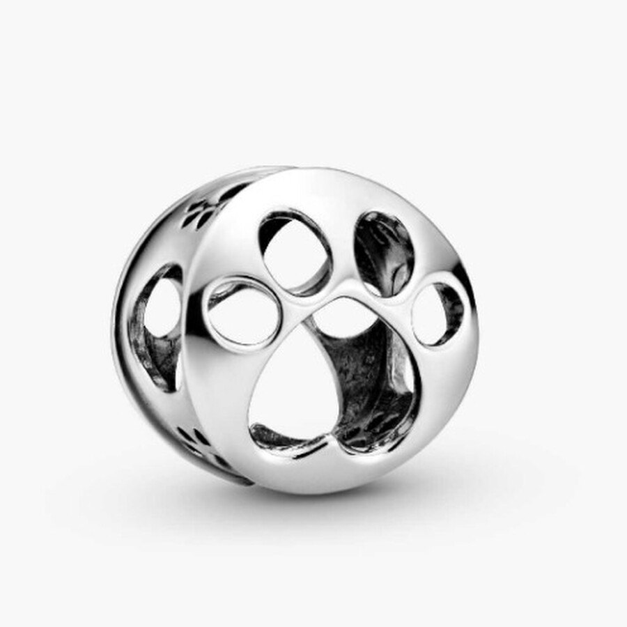 Pandora Sterling Silver Openwork Paw Print Charm In Metallic