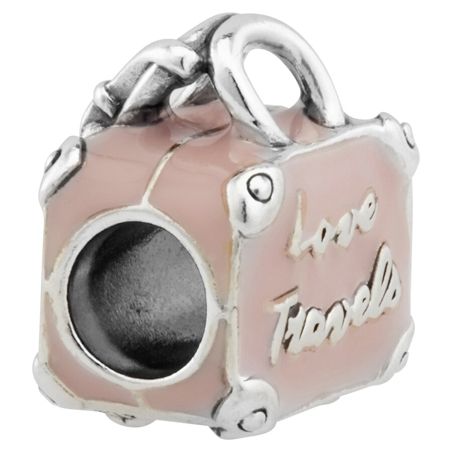 Pandora Pink Travel Bag Charm In Sterling Silver In Multi