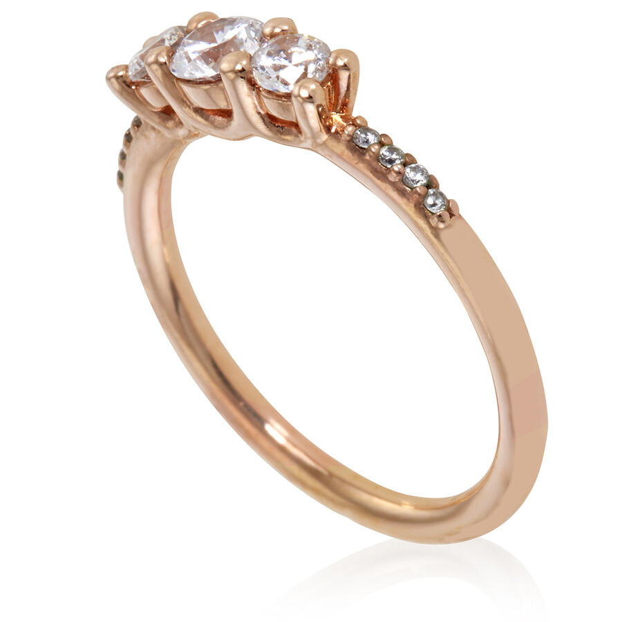 Pandora Rose Gold Clear Three-stone Ring In Pink/rose Gold Tone/gold Tone