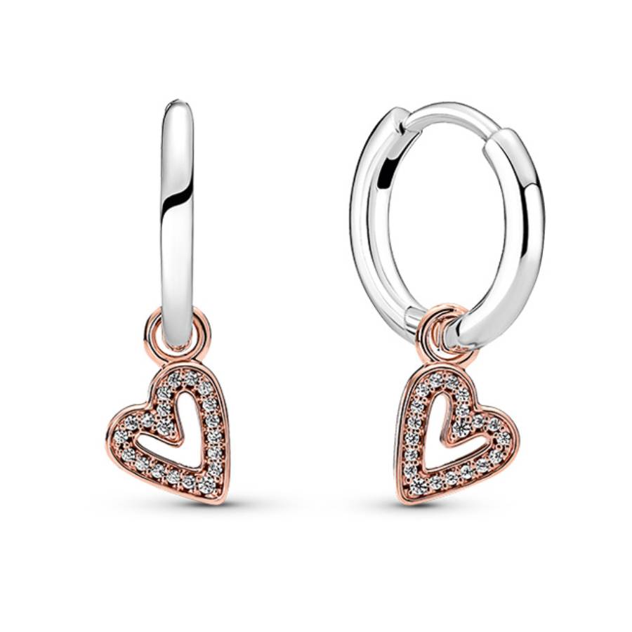 Pandora Rose Sparkling Freehand Heart Hoop Earrings 280090C01 ...