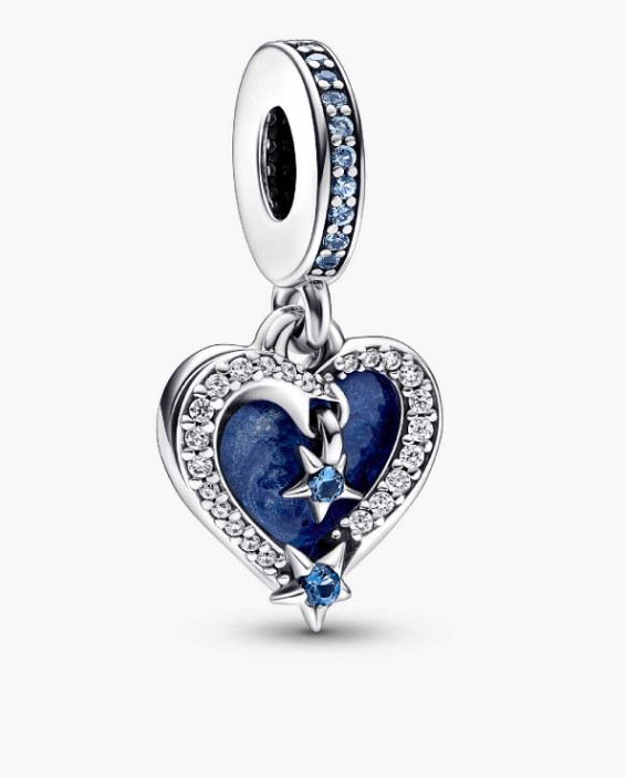 Pandora Shooting Stars Heart Sterling Silver Double Dangle 792356C01 ...