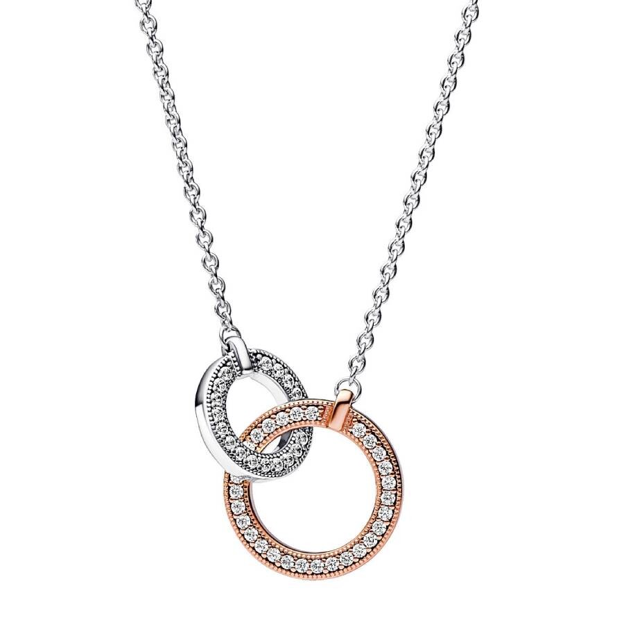 Pandora Signature Two Tone Intertwined Circles Necklace