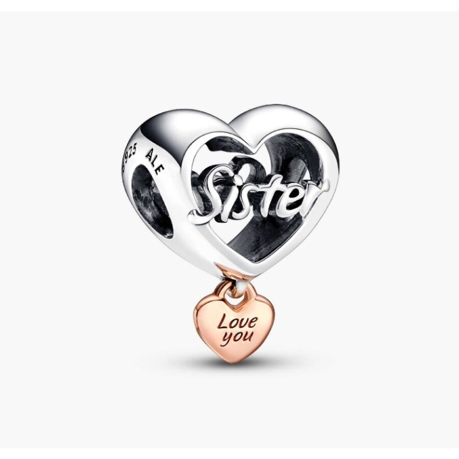 Pandora Sister Sterling Silver And 14k Rose Gold-plated Charm