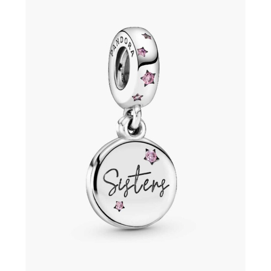Pandora Sisters Silver Dangle In Pink