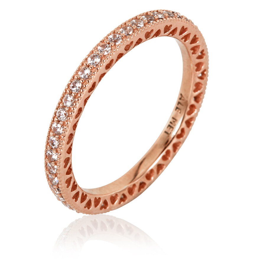Pandora Sparkle & Hearts Ring In Pink/rose Gold Tone/gold Tone