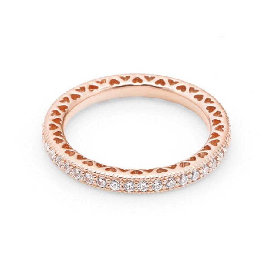 Pandora Sparkle & Hearts Ring In Pink/rose Gold Tone/gold Tone