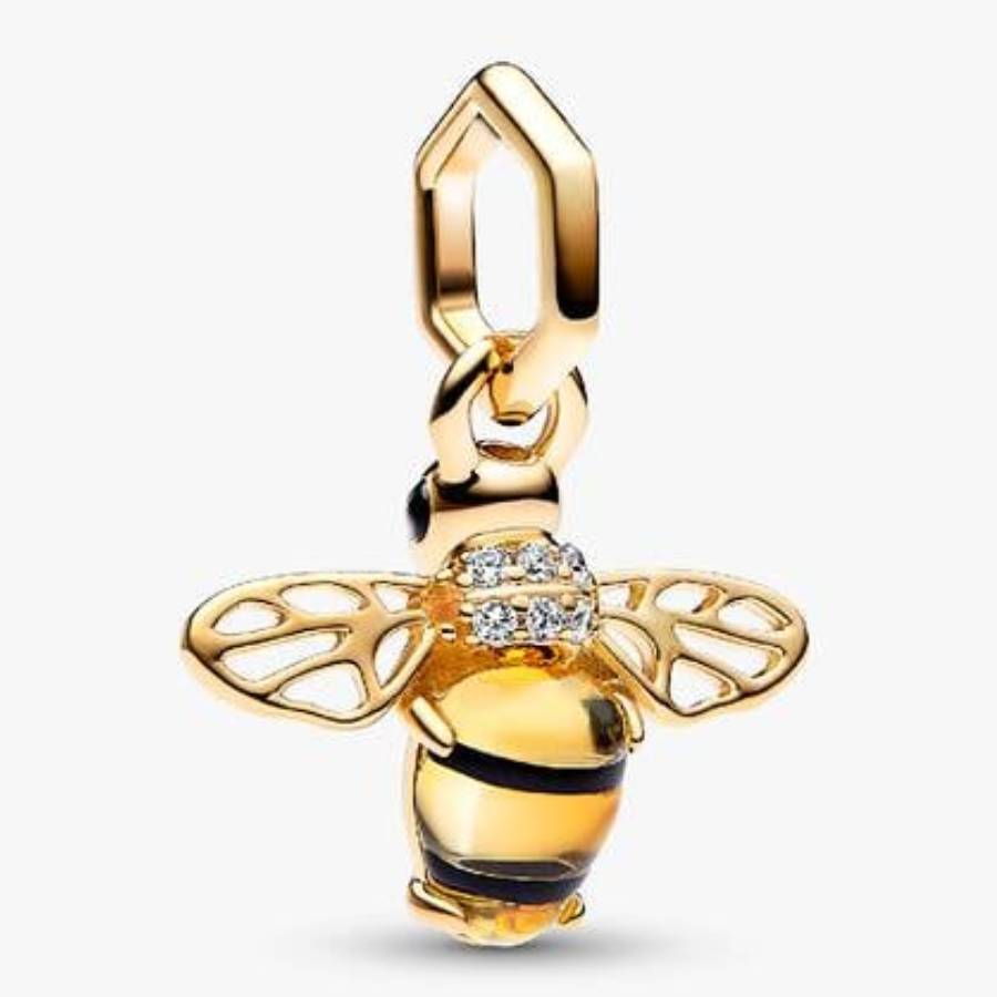 Pandora Sparkling Bee 14k Gold-plated Dangle Charm 762672C01