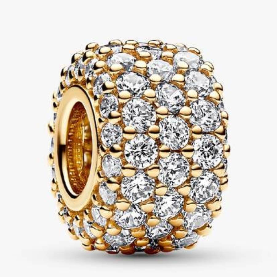 Pandora Sparkling Pave 14k Gold-plated Triple-row Charm In ["gold Tone"]