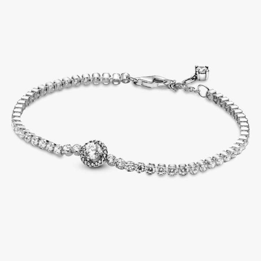 Pandora Sparkling Sterling Silver Halo Tennis Bracelet