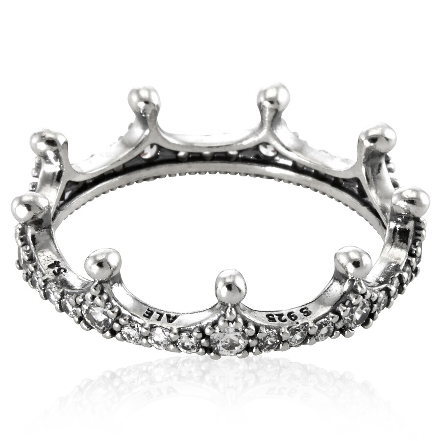 Pandora Sterling Silver Clear Sparkling Crown Ring In Silver Tone