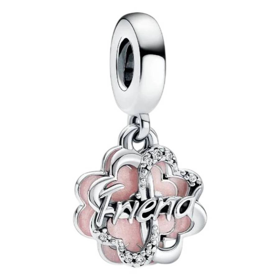 Pandora Sterling Silver Clover Friendship Double Dangle Charm 792245C01 ...