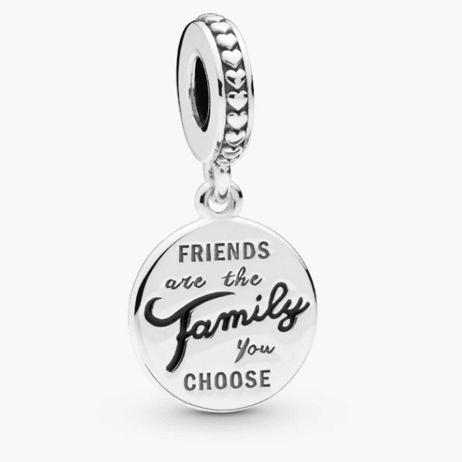 Pandora Tag Silver Dangle With Black Enamel In Black