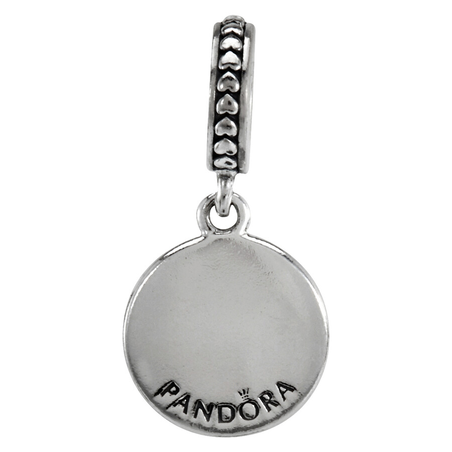 Pandora Tag Silver Dangle With Black Enamel In Black