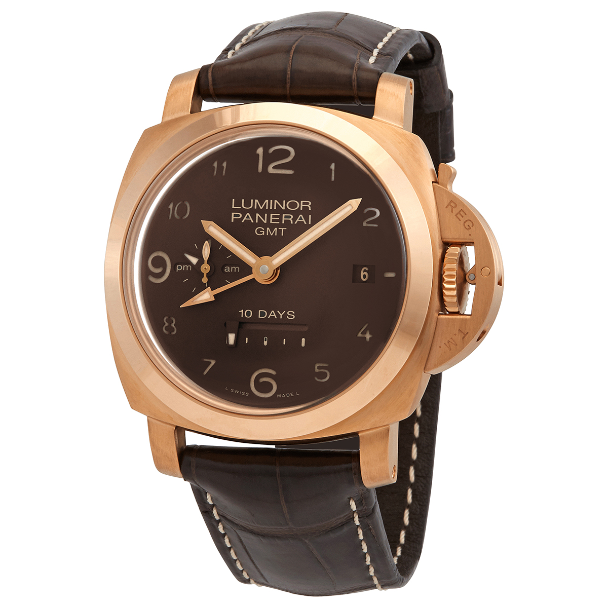Panerai Luminor GMT 10 Days GMT Brown Dial Men's Watch PAM00487