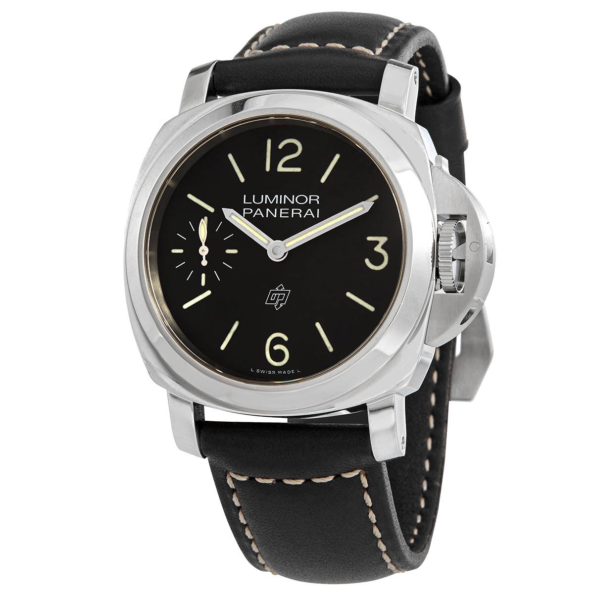 Panerai Luminor Logo Hand Wind Black Dial Men's Watch PAM01084