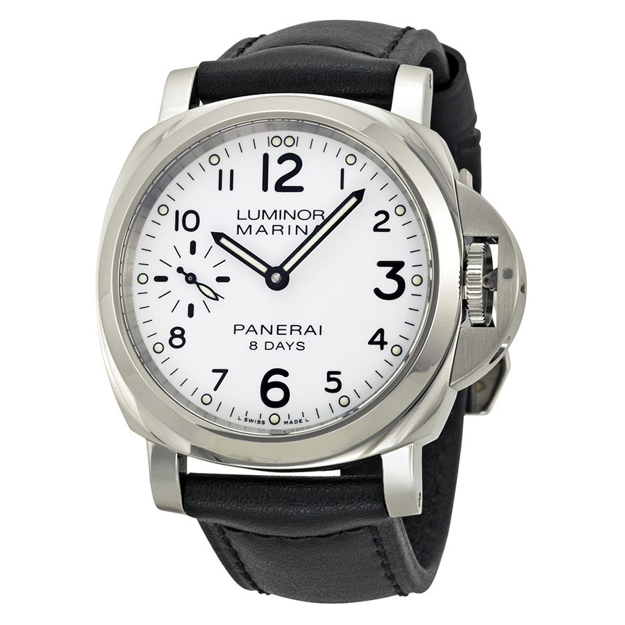 Panerai Luminor Marina 8 Days Acciaio Mechanical White Dial Men's Watch PAM00563