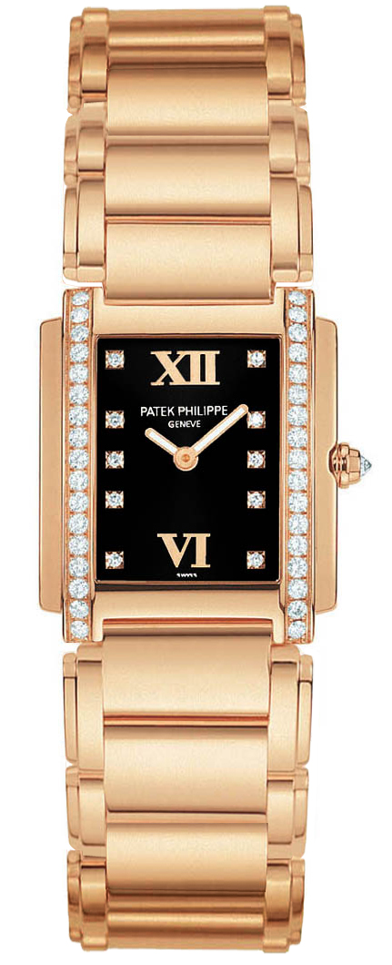 Patek Philippe Black Dial 18kt Rose Gold Diamond Ladies Watch 4908-11R-001