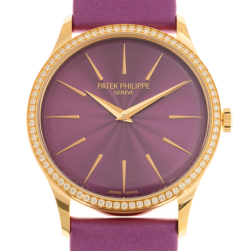 Calatrava Automatic Diamond Purple Dial Ladies Watch