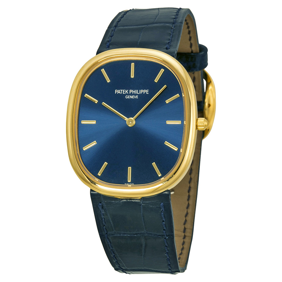 Patek Philippe Golden Ellipse 18kt Yellow Gold Blue Men's Watch 3738-100J