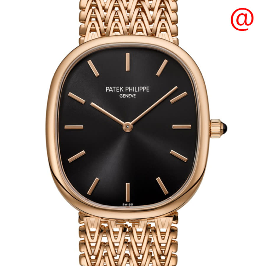 Patek Philippe Golden Ellipse Automatic Black Dial Ladies Watch 5738-1R-001