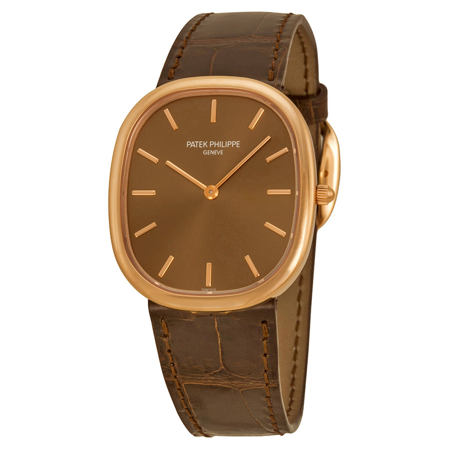 Patek Philippe Golden Ellipse Automatic Brown Dial 18kt Rose Gold Men's Watch 3738/100R/001
