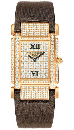 Patek Philippe Twenty-4 18kt Rose Gold Diamond Dial Satin Strap Ladies Watch 4910R