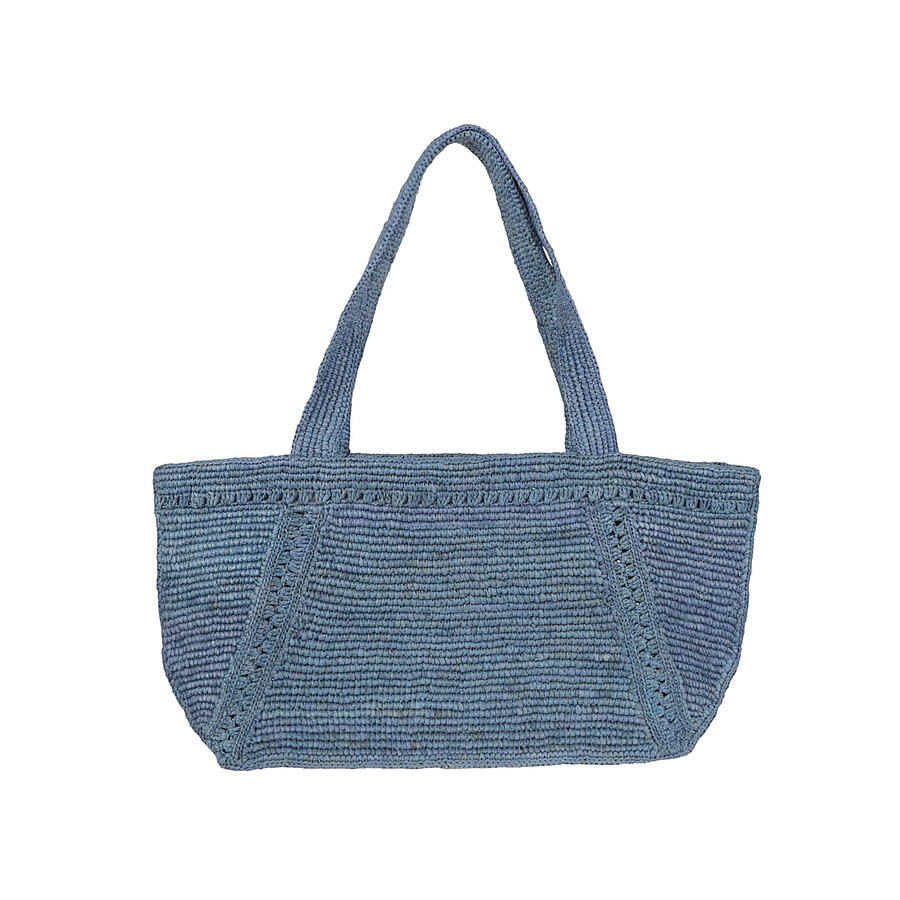Patou Large Raffia Bag With Logo In Blue
