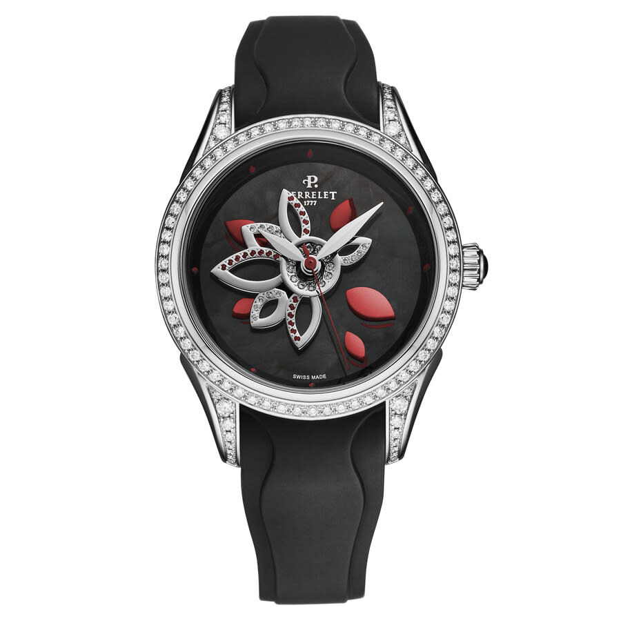 Perrelet Diamond Flower Automatic Black Dial Ladies Watch A2038/C