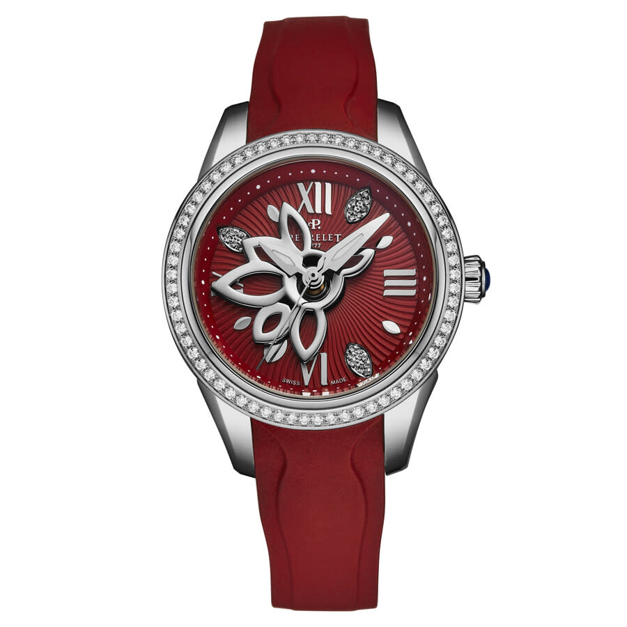 Perrelet Diamond Flower Automatic Red Dial Ladies Watch A2066/C