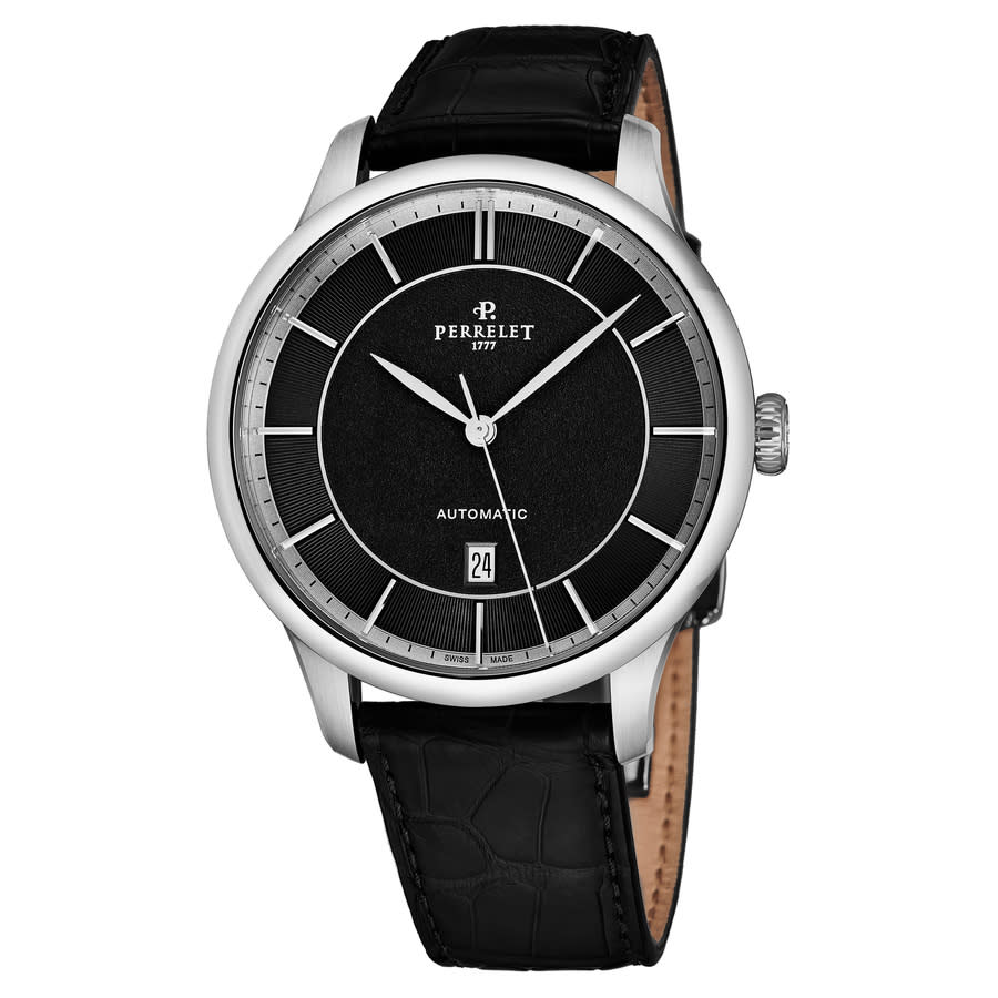 Perrelet First Class Automatic Black Dial Men's Leather Watch A1073/5