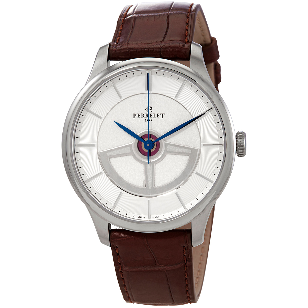Perrelet First Class Double Rotor White Grained Dial Automatic Men's Watch A1090/1