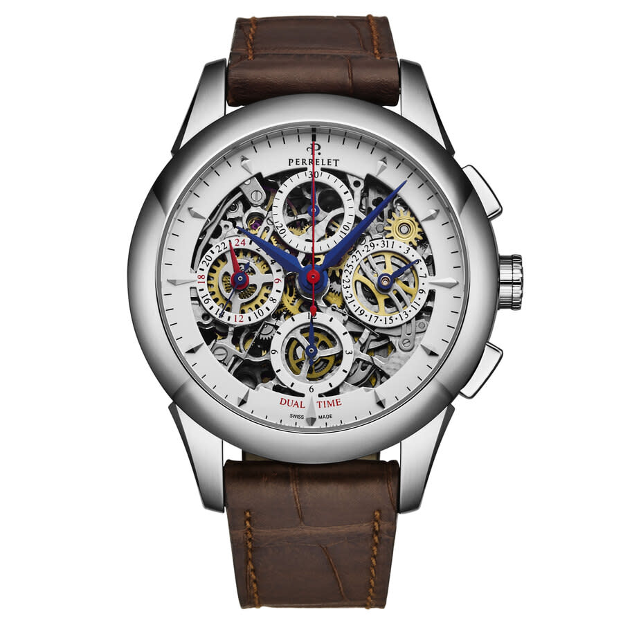 Perrelet Skeleton Chrono Silver-tone Dial Men's Watch A1010/7