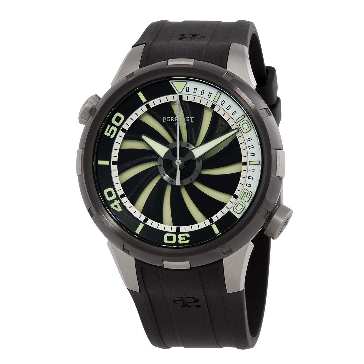Perrelet Turbine Black Superluminova Dial Automatic Men's Watch A1067-1