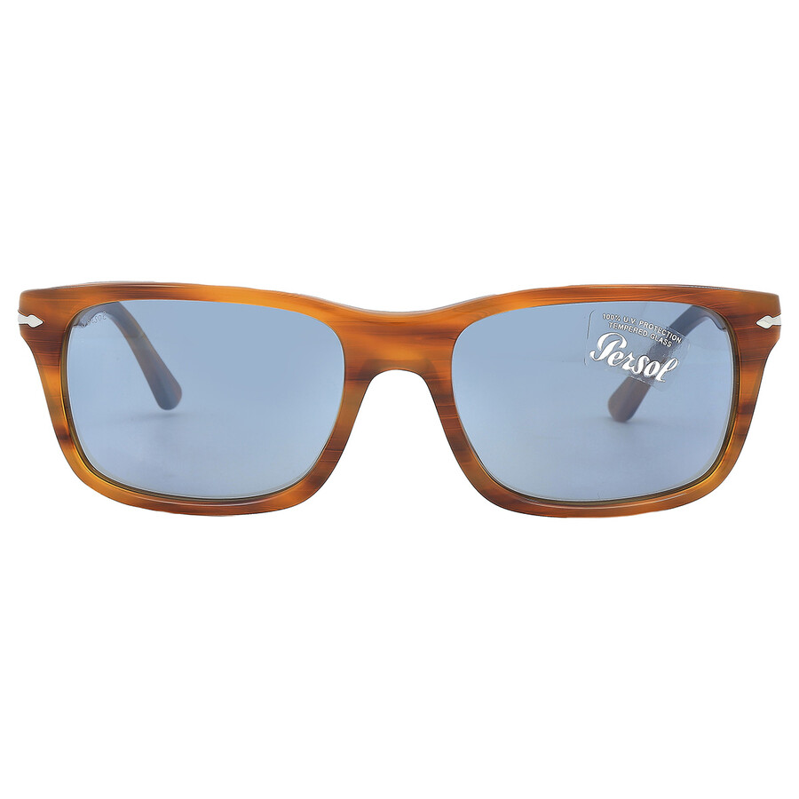 PERSOL PERSOL LIGHT BLUE RECTANGULAR MEN'S SUNGLASSES PO3048S 960/56 58