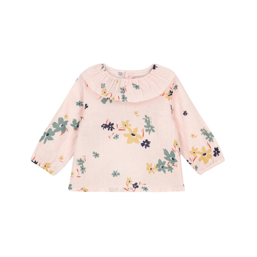 Girls Ruffled Neck Long Sleeve Top