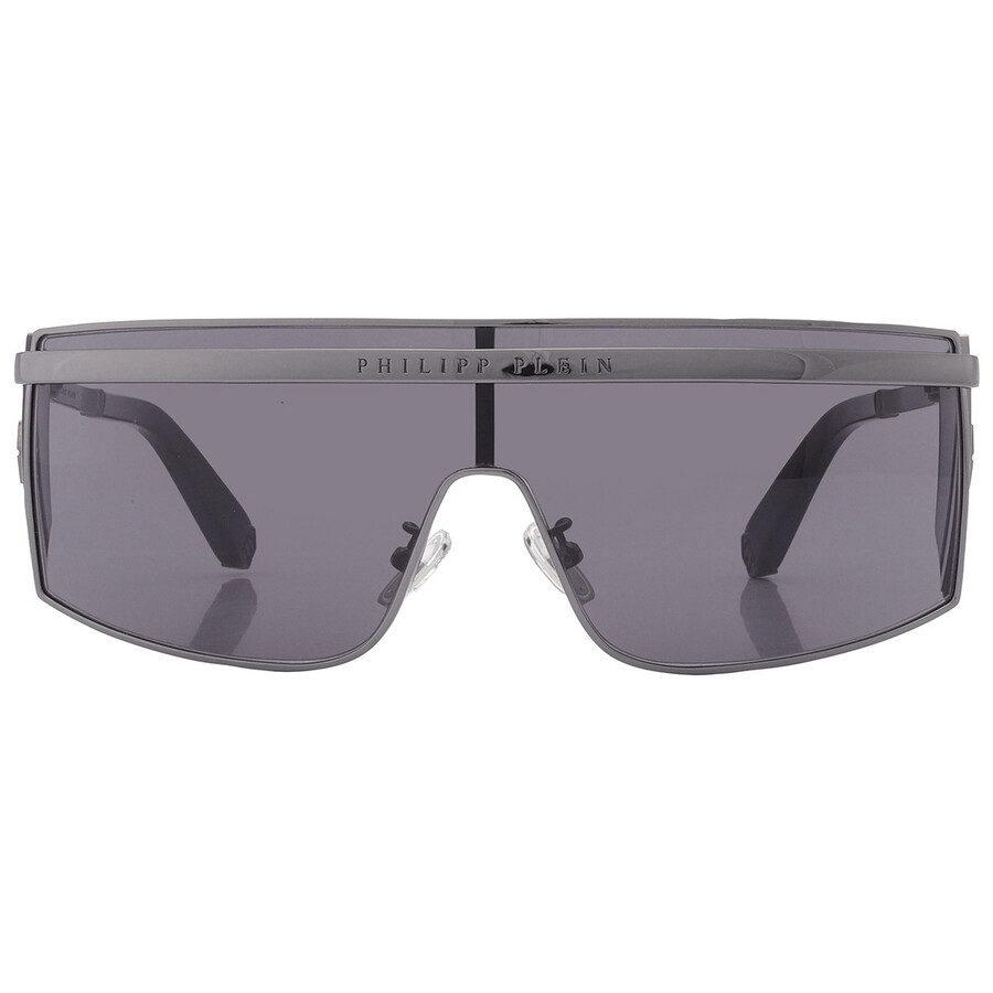 Shop Philipp Plein Grey Wrap Men's Sunglasses Spp013m 0568 99 In Grey / Gun Metal / Gunmetal