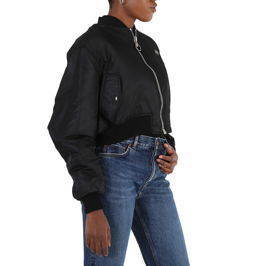 Philipp Plein Ladies Black Teddy Bear Bomber Jacket In Black