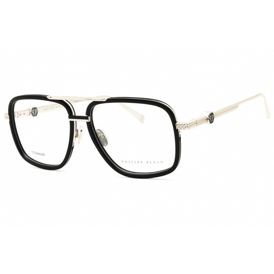 Philipp Plein Men's Black Aviator Eyeglass Frames Vpp063m