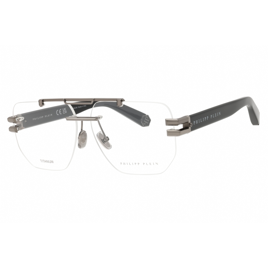 Philipp Plein Men's Grey Aviator Eyeglass Frames Vpp087m